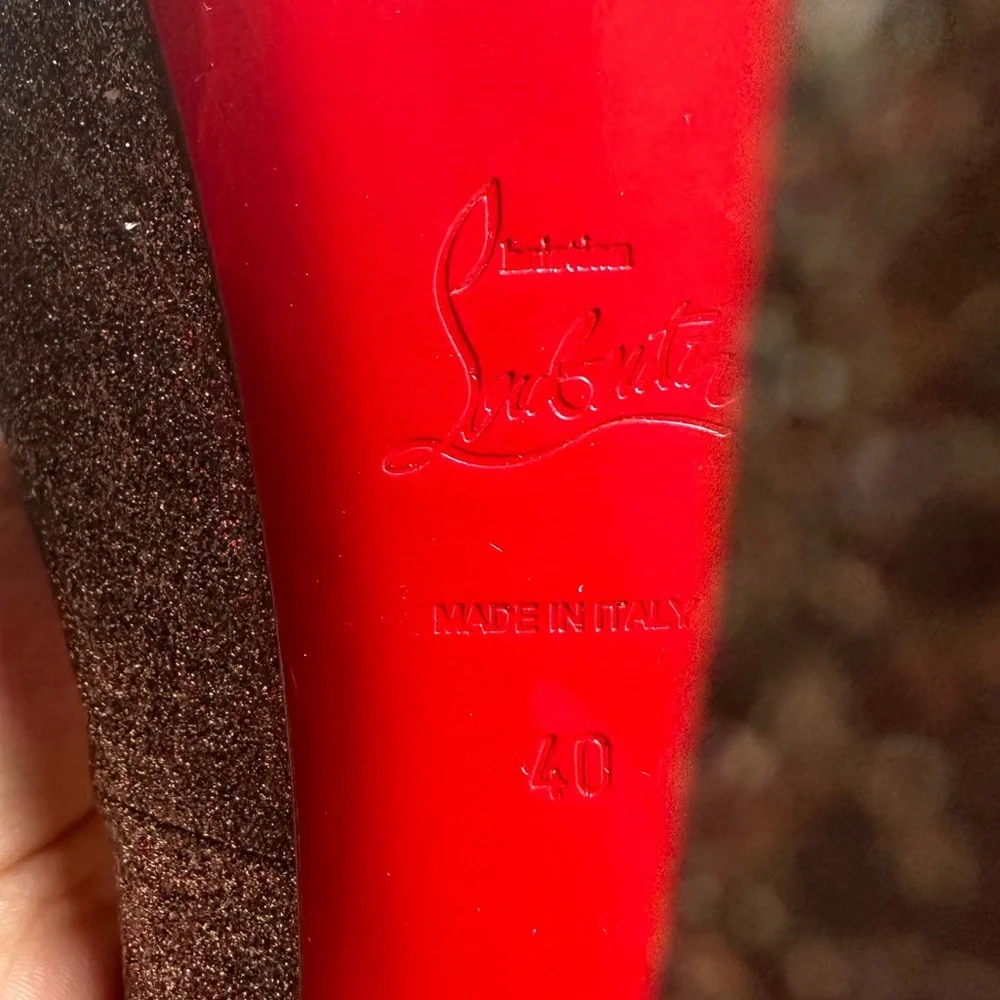 🌺 CHRISTIAN LOUBOUTIN🌺 Lady Peep 150 Glitter Pumps Size: 40 - Picture 14 of 15